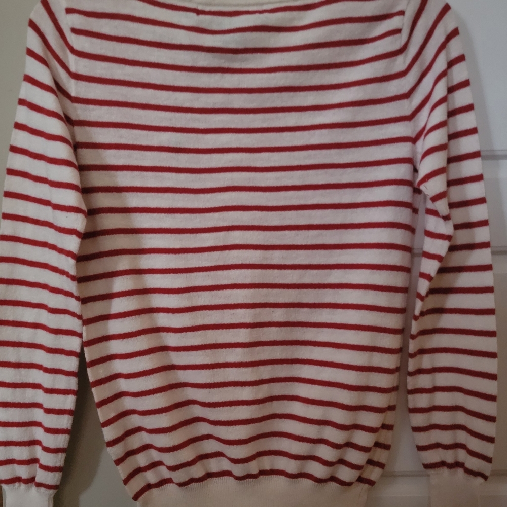 Ralph Lauren Sport/Red and White Striped Sweater/Blue Pony/Medium/Lightweight - Picture 7 of 8